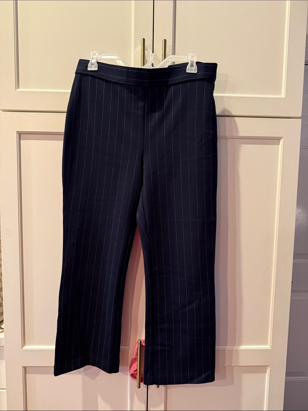 Jones New York Navy Pinstripe Straight-Leg Pants Large